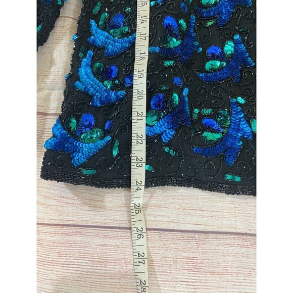 Vintage Lawrence Kazar Women's Sequin 100% Silk Long Sleeve Blazer - Large - Picture 7 of 13